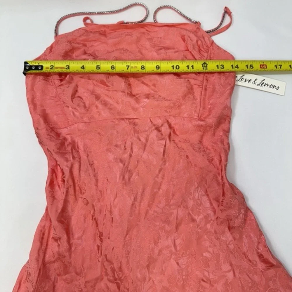 NEW For Love and Lemons Gabrielle Mini Slip Dress Pink Floral‎ Satin Medium Y2K - Picture 14 of 16